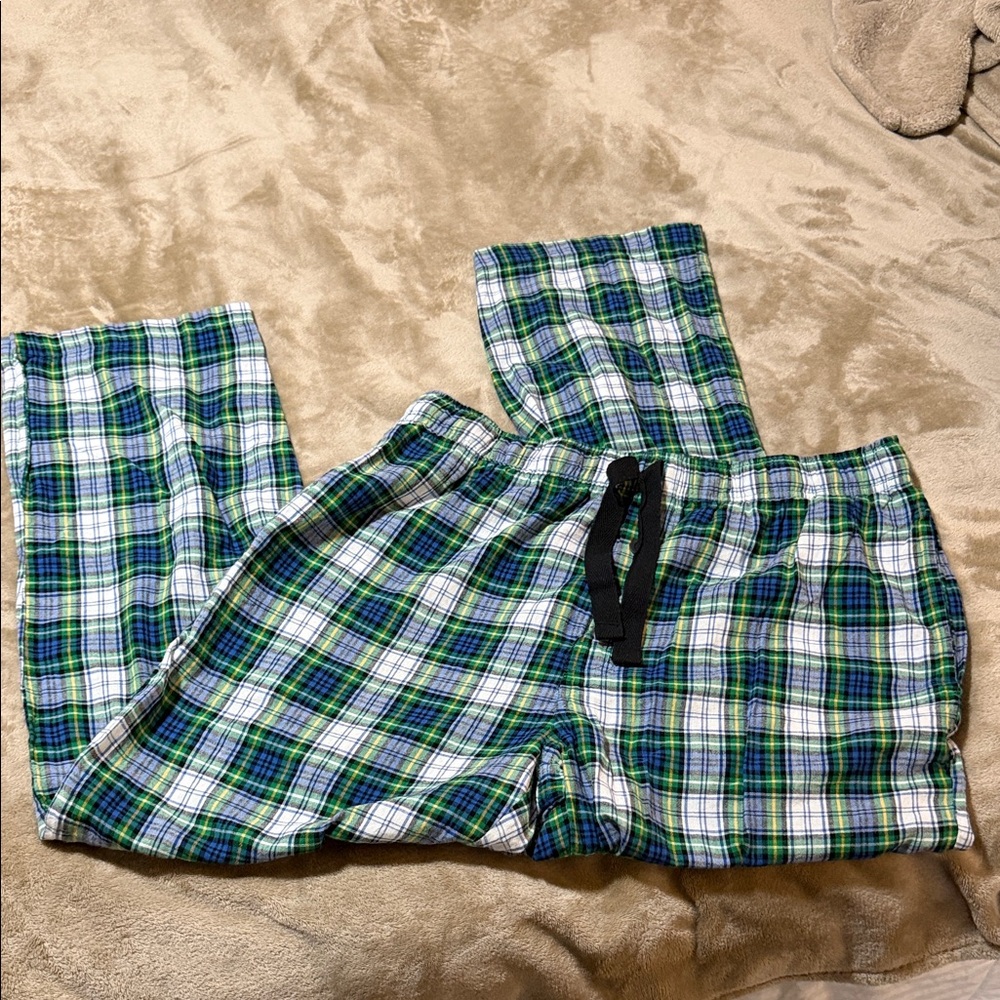 Fruit of the Loom Green, Blue & White Plaid Men's Lounge Pants
